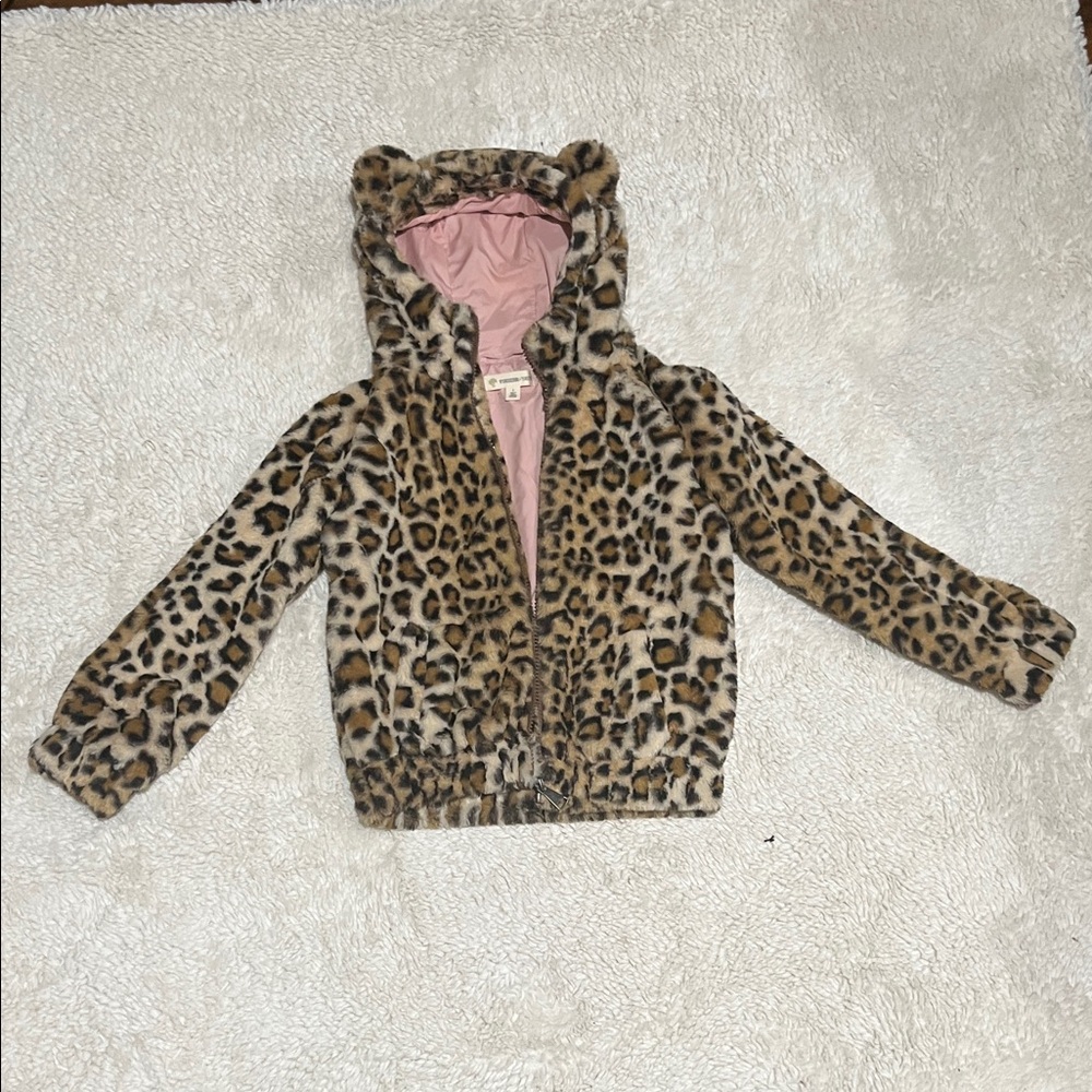 Tucker + Tate Leopard Print Kids Jacket with Pink Lining